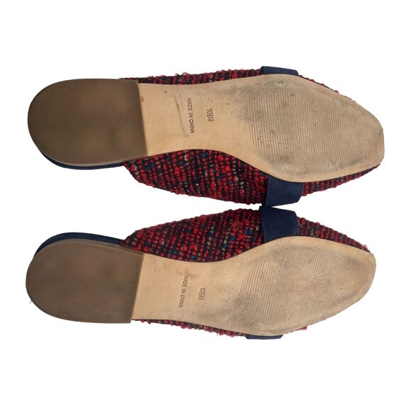 Talbots Red Navy Blue Tweed Mules with Navy Blue Accent and Buckle - Picture 4 of 4